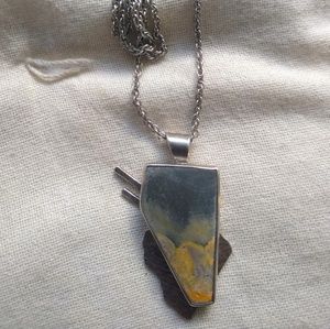 Vintage Artisan sterling jasper modern necklace